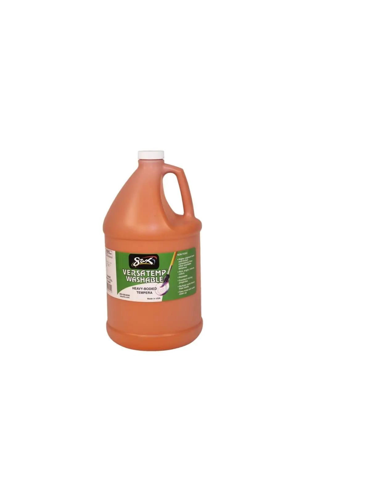 Sax Chroma Acrylics 1592687 Versatemp Washable Heavy-Bodied Tempera Paint Kit, Orange, 1-gal Jug with Dispenser Spout, for Kids' Art, Block & Screen Printing (Office & School Supplies), Gallon Jug