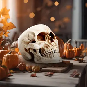 7.9 Inch Halloween Party Decoration Head Model, Adult Skull Centerpiece Table Decor, Home Decor for Parties & Events