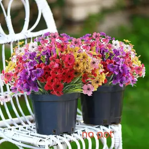 24 Bundles Artificial Decorative Flowers for Outdoor, No Fade Fake Plastic Flowers, Faux Plants for Decoration, Hanging Planters, Indoor & Outdoor, Artificial Flower Decorations