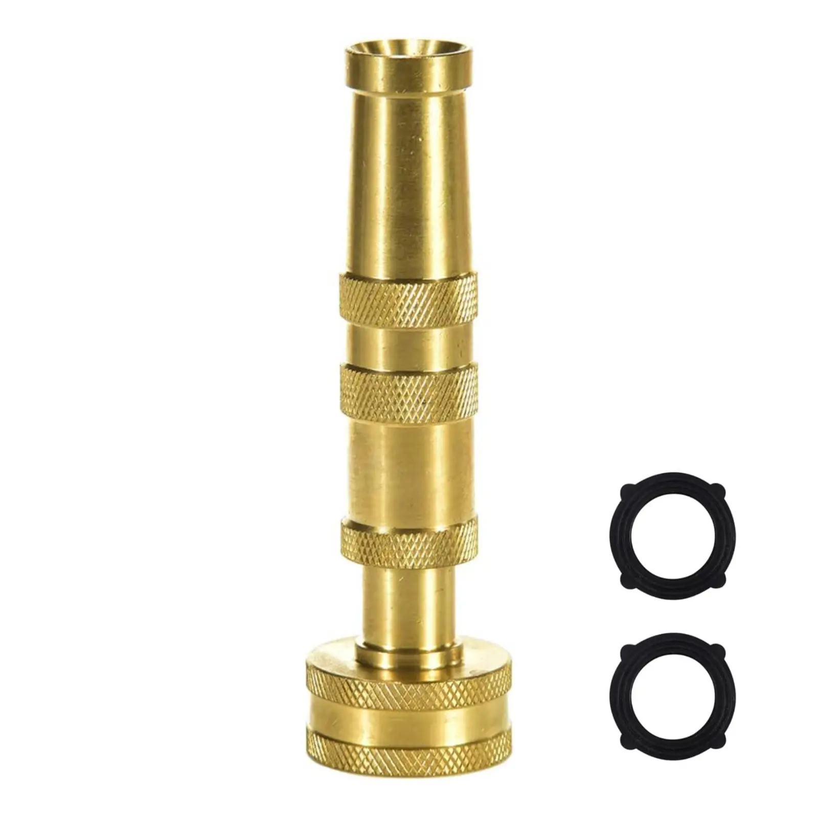 QXIAOZHAN Adjustable Rotary Hose Nozzle, 4-inch Heavy Duty Brass Hose Nozzle, with 1 Garden Hose Rubber Washer, 1 Spare Garden Hose Rubber Washer Included