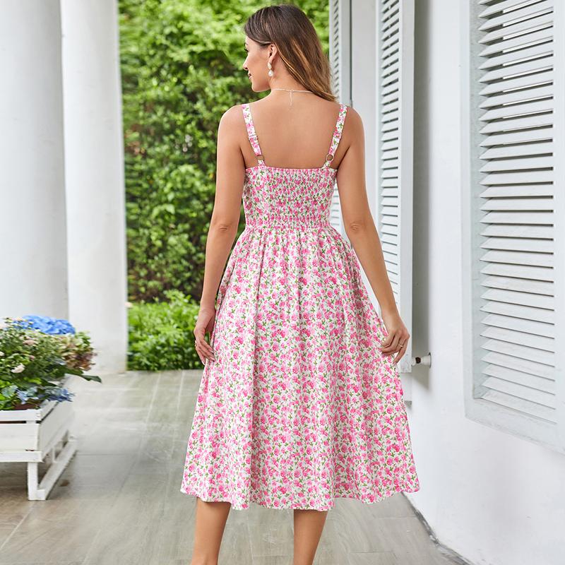 Grace Karin Women's Floral Midi Dress Corset Sundresses 2025 Summer Spring Vacation Milkmaid Dresses