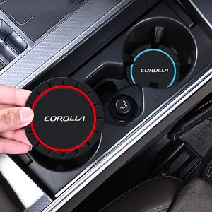 2Pcs Silica GEL Car Cup Holder Anti-Slip Insert Coaster Mat Auto Water Bottle Holder Pads For Toyota Corolla Logo Car Accessories