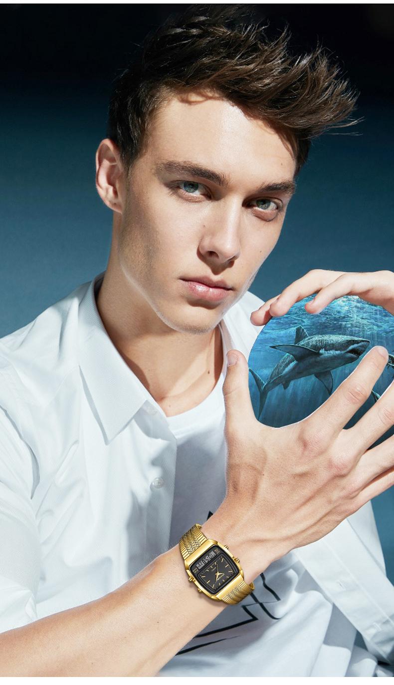 Fashion Multifunctional Roman Retro Dual Time Zone Watch, Waterproof & Scratch-Resistant Digital Casual Watch with Luminous Display, Perfect New Year Gift