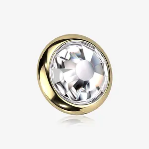 Implant Grade Titanium Golden Internally Threaded Bezel Set Round Gem Part