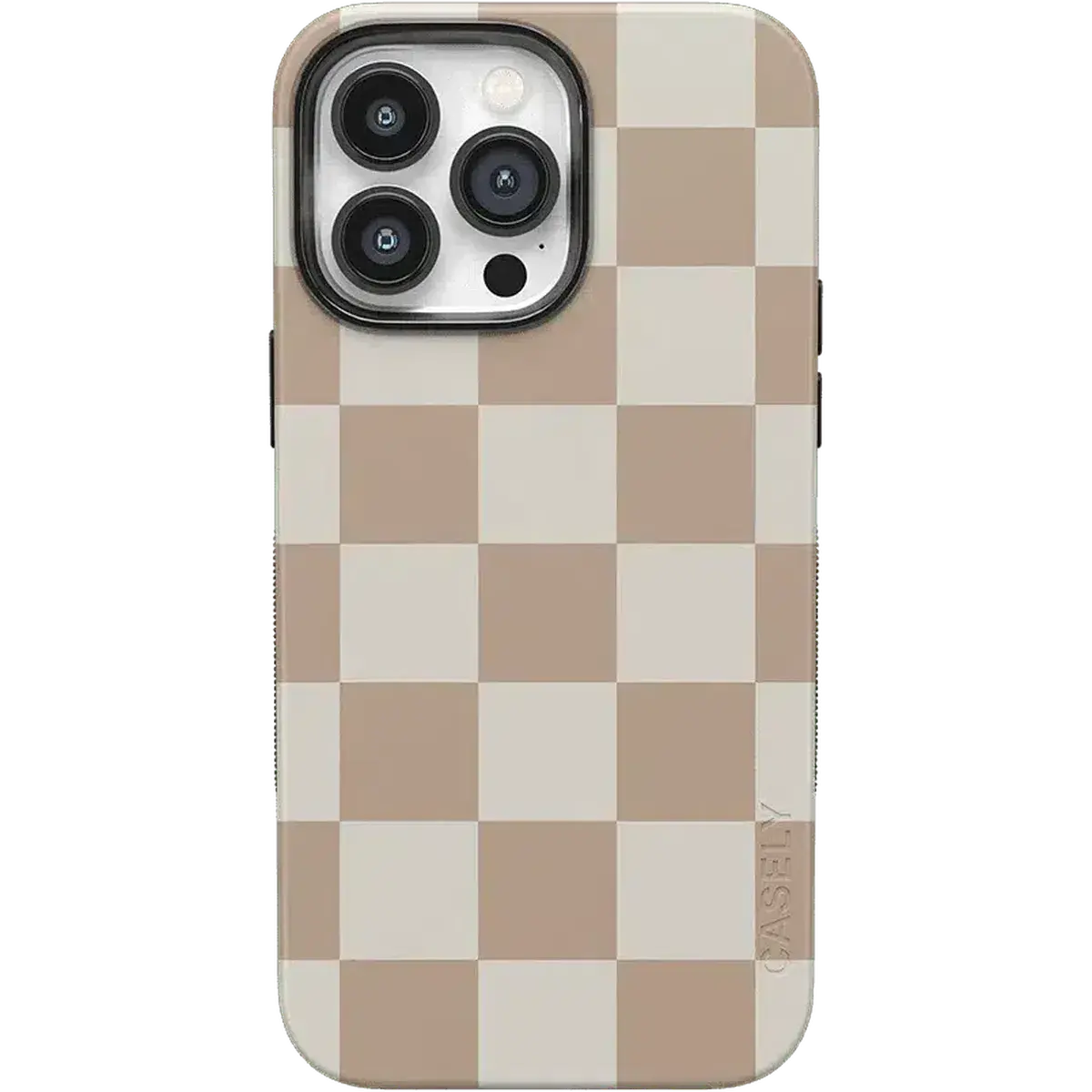 Casely iPhone 14 Pro Max Case | Fit Check | Neutral Checkerboard | Bold Protective Design | Compatible with MagSafe