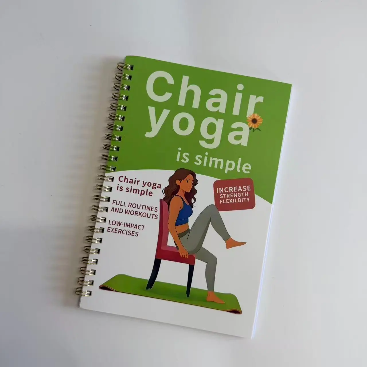 Chair Yoga Guide Book, Workbook, Low Impact Home Workout Tutorial, Relaxation Exercise for Sedentary People, Joint Friendly Yoga, Flexibility, Strength, 33 Pages