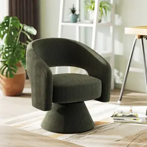 【US-based sellers】Swivel Barrel Accent Chair, Modern Upholstered Living Room Chair with Thick Padding for Reading, Green