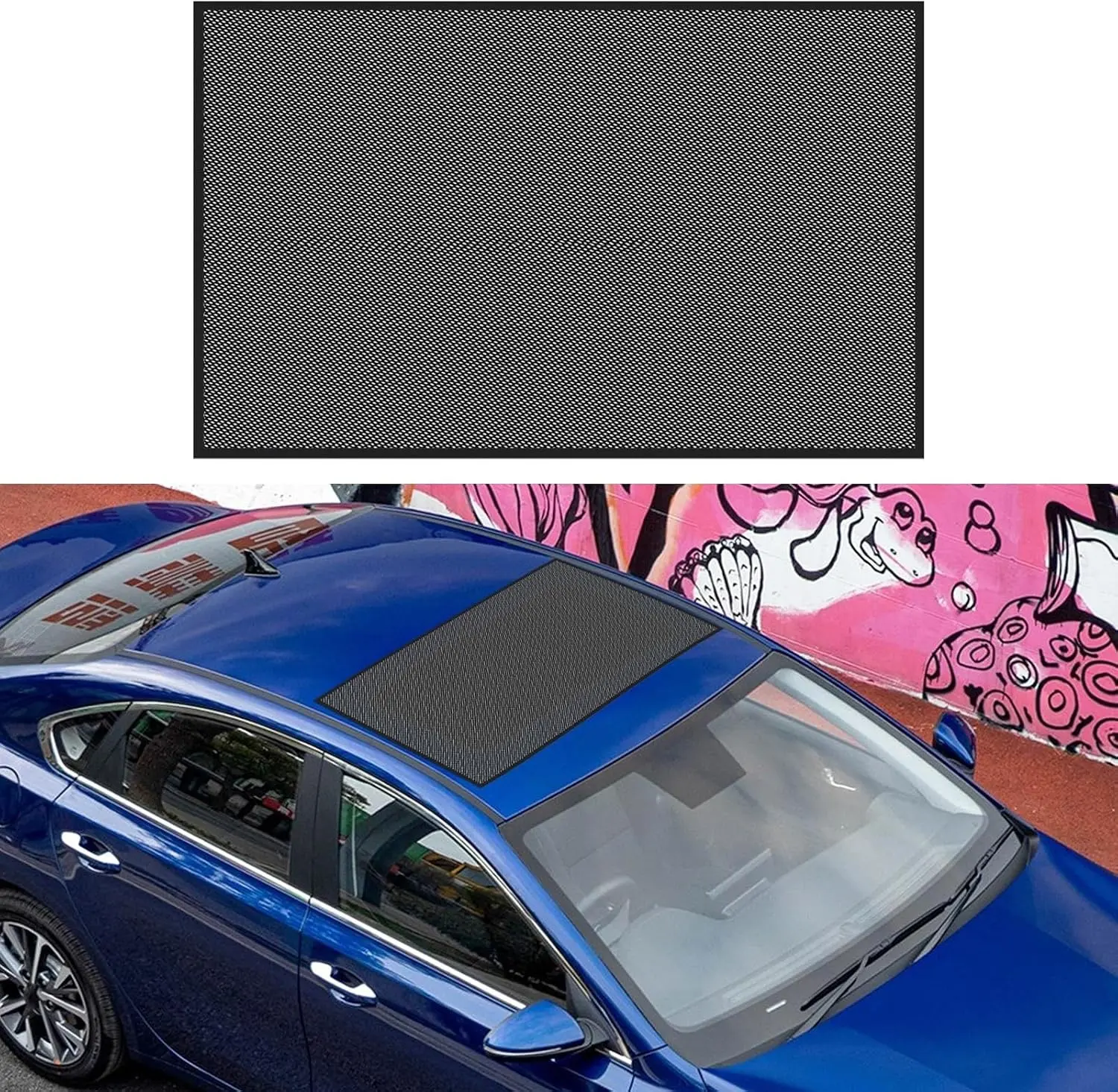 Magnetic Car Sunroof Sun Shade, Skylight Mosquito Net, Breathable Car Roof Cover Sunshade for SUV, RV, Camping, UV Sun Protection for Moonroof (39.4"*25.6")