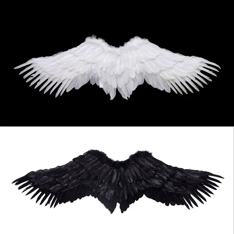 Angel Wings Soft Feather Accessories, Halloween Cosplay Costumes for Kids & Adults - Festive Party Supplies festivity black