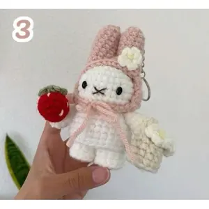 Handmade Crochet Miffy Bunny Lifestyle Keychain Bag With Charm, Handmade crochet Keychain, Keychain crochet, Easter day, Gift For Her