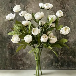 3 bundles of 18 simulated Decorative peony flowers, DIY center flower, spring gift for wedding and home decoration peony, photo prop peony petal craft set (without vase)