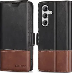 KEZiHOME Wallet Case for Samsung S25, Genuine Leather RFID Blocking Galaxy S25 Case with Card Slots, Magnetic Kickstand Phone Flip Cover Compatible with Samsung Galaxy S25