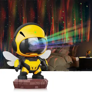 Bee Astronaut Design Galaxy-Projector, USB Powered Star Projector-Galaxy Night Light, Starry Nebula Ceiling LED Lamp with Timer & Remote, Room Decor Aesthetic, Audio