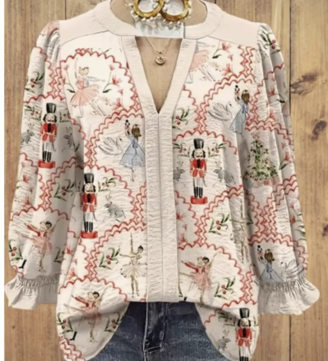 Christmas Nutcracker Womens Blouse