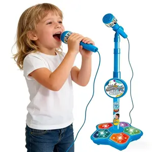 Children's Karaoke Machine with Adjustable Stand & Retractable Headphones Durable 5-Color Disco Light Base for Boys Girls Birthday Gifts