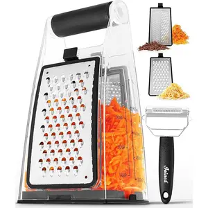 Cheese Grater with Container - Box Grater Cheese Shredder Lemon Zester Grater - Cheese Gr...