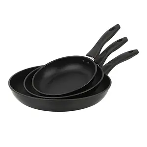 3-Piece Nonstick Aluminum Skillet Set, Black Finish Set of 3 Breakfast Cookware