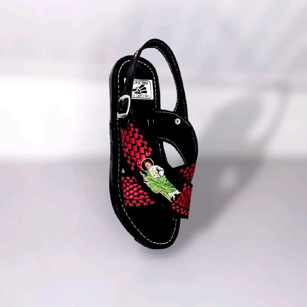 Huarache Cruzado Caballero SJT Male Bordado Artesanal Leather and Robber Sole Flat Heel Summer No Heel Round Toe Sandals Square Toe Open Toe Footwear