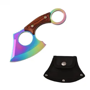 Decorative Novelty 6" Mini Axe Rainbow Finish Genuine Wood Scales
