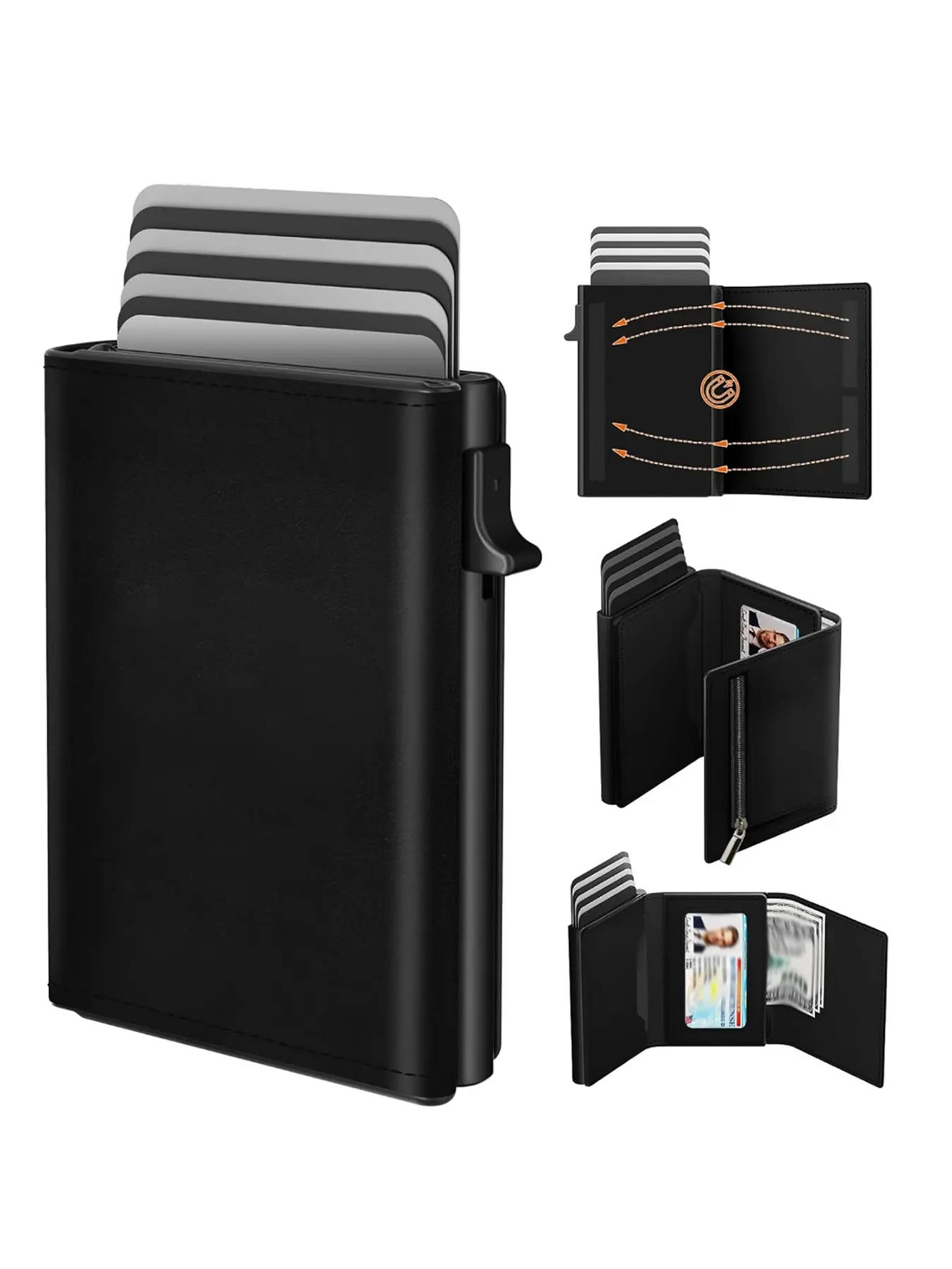 Men's Minimalist Wallet 9-13 Cards, Ultra-Thin Compact Design, Rfid Shielded, Rfid Theft Proof Secure Card Storage Smart Pop-Out Credit Card Holder, Credit Card Organizer, Stylish Gift for Dad , Christmas Gift for dad boyfriend