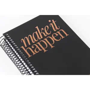 Make It Happen - Black and Rose Gold - Notebook stationery lover achieve goal