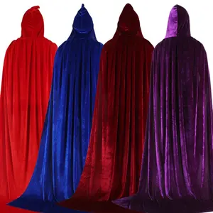 Hood Cloak Cosplay Medieval Long Cape Halloween Party Women Men Adult Long Mage Witchcraft Wicca Robe Conceal Gown Reenactment