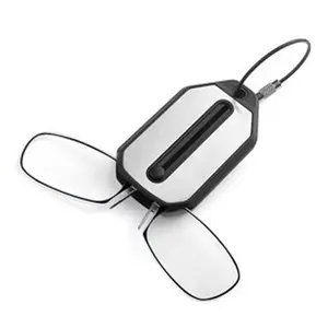 Fashion HD pinch nose keychain  reading glasses for women portable folding ultra-light legless men can hang waist elderly