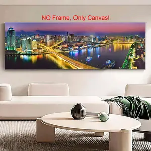 City Landscape Pattern Unframed Painting, 1 Count Modern Canvas Wall Art, Canvas Prints, Wall Decor for Home Living Room Bedroom Office
