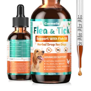 Carmelie Flea & Tick Support for Dogs – Natural Herbal Drops with Fish Oil for Daily Comfort, All Breeds & Ages, Chicken Flavor Puppy