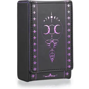 PU Leather Tarot Card Protective Case, Moon Pattern Design Tarot Deck Storage Pouch, Tarot Card Holder Tarot Pouch Bag for Playing Cards and Standard Size Tarot Cards Tarot Deck
