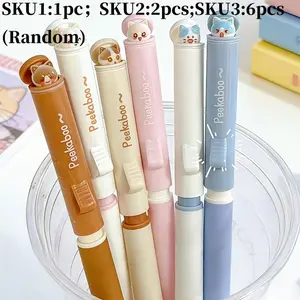Funny Stress Relief Cat Push Pen, 0.5mm Quick-Dry Ink, Creative Learning Office Pen, Novelty Pens, Animal Design Pens, Ideal for Cat Lovers, School Supplies, Holiday Gifts