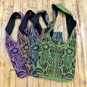 Cotton Embroidery Shoulder Bag, Handmade Crossbody Bags, Boo Hippie Unisex Bags, Messenger Bag, Earthy Messenger Bag, Zippered Ecofriendly