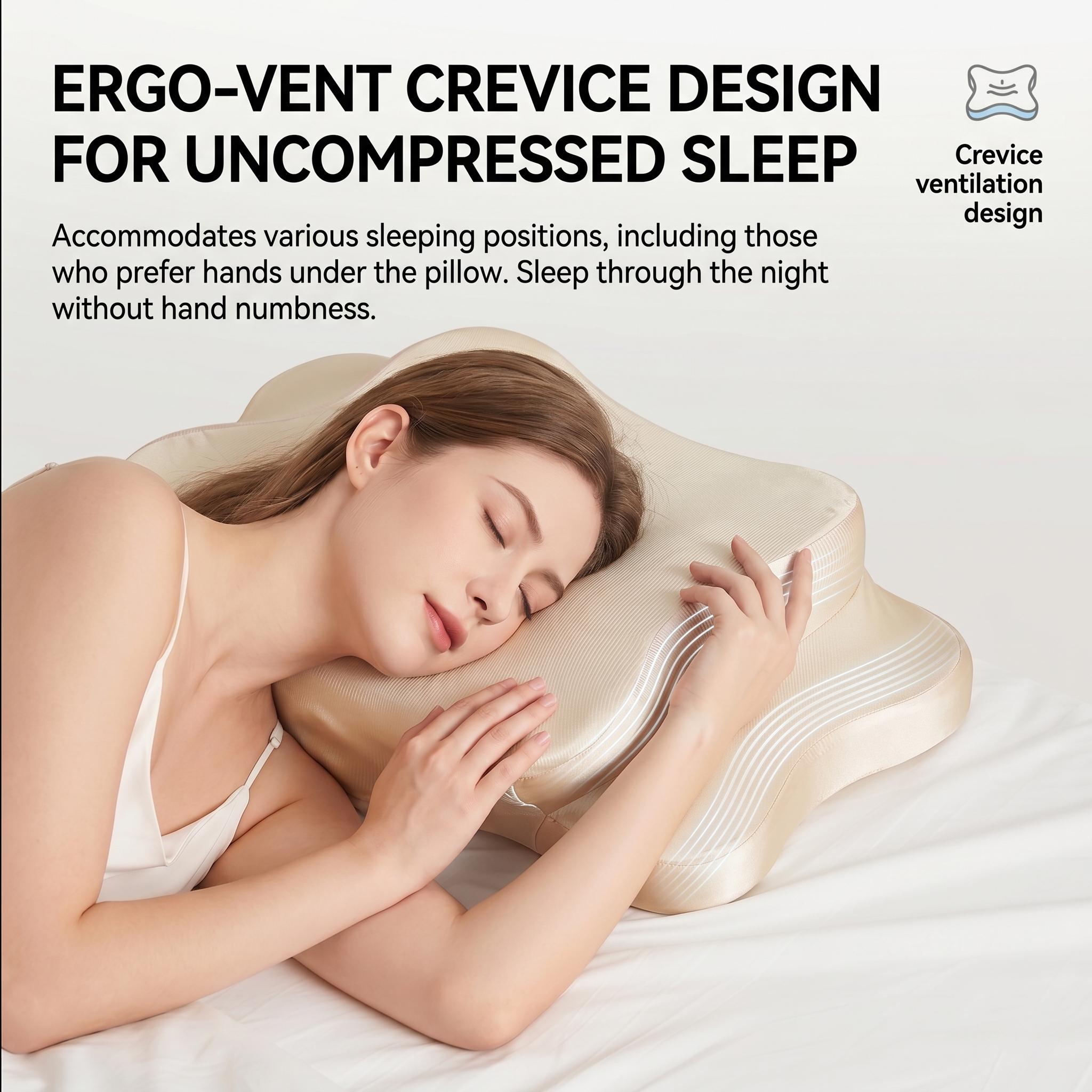 WKEFF Ergonomic memory foam pillow, butterfly-shaped cervical pillow specially for sleep, slow rebound headboard pillow, suitable for side sleepers, back sleepers and stomach sleepers, soft and washable pillowcase