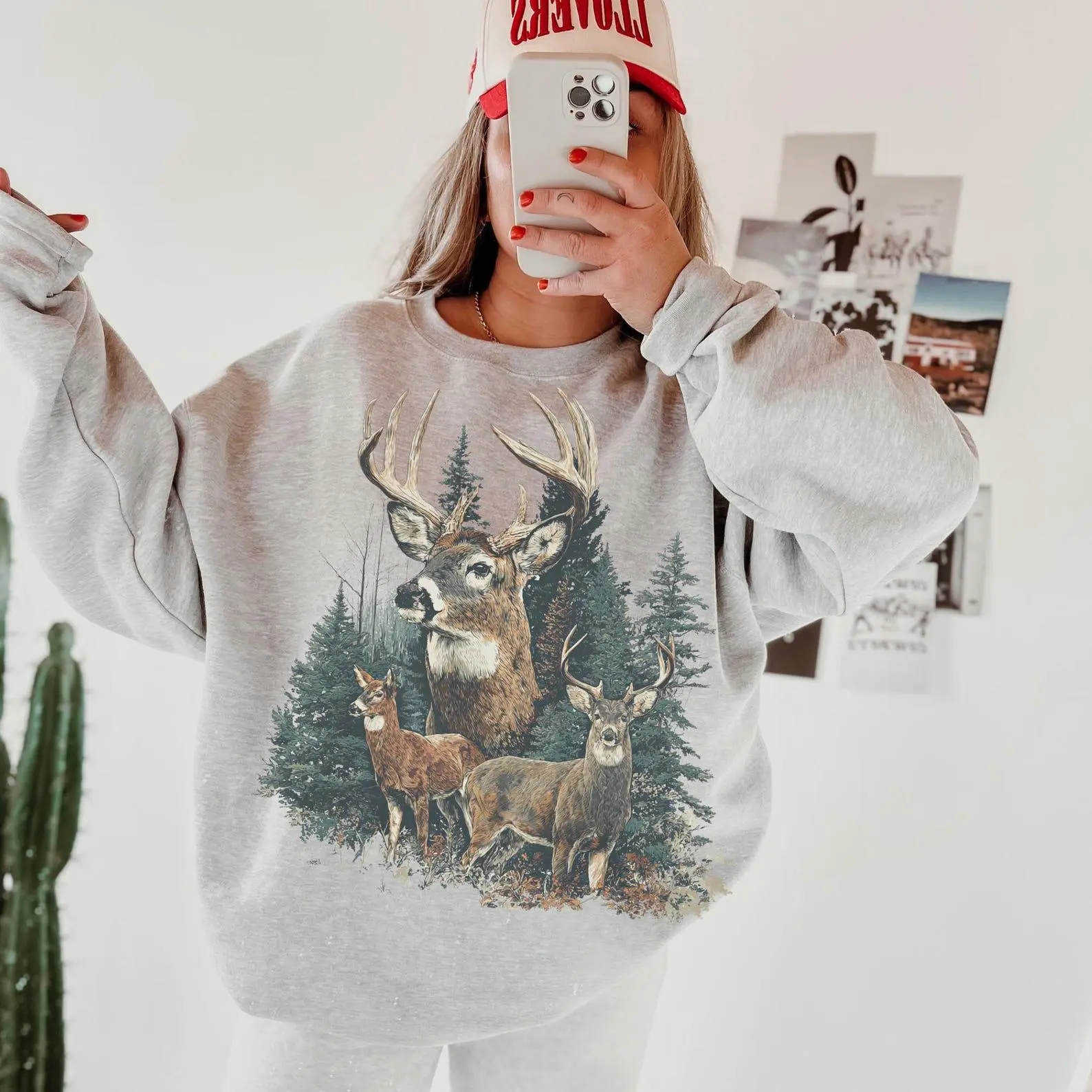 Vintage Deer Sweatshirt, Retro 90s Western Graphic Crewneck Cute Country Sweatshirt, Hunting Season Crewneck Country Girl