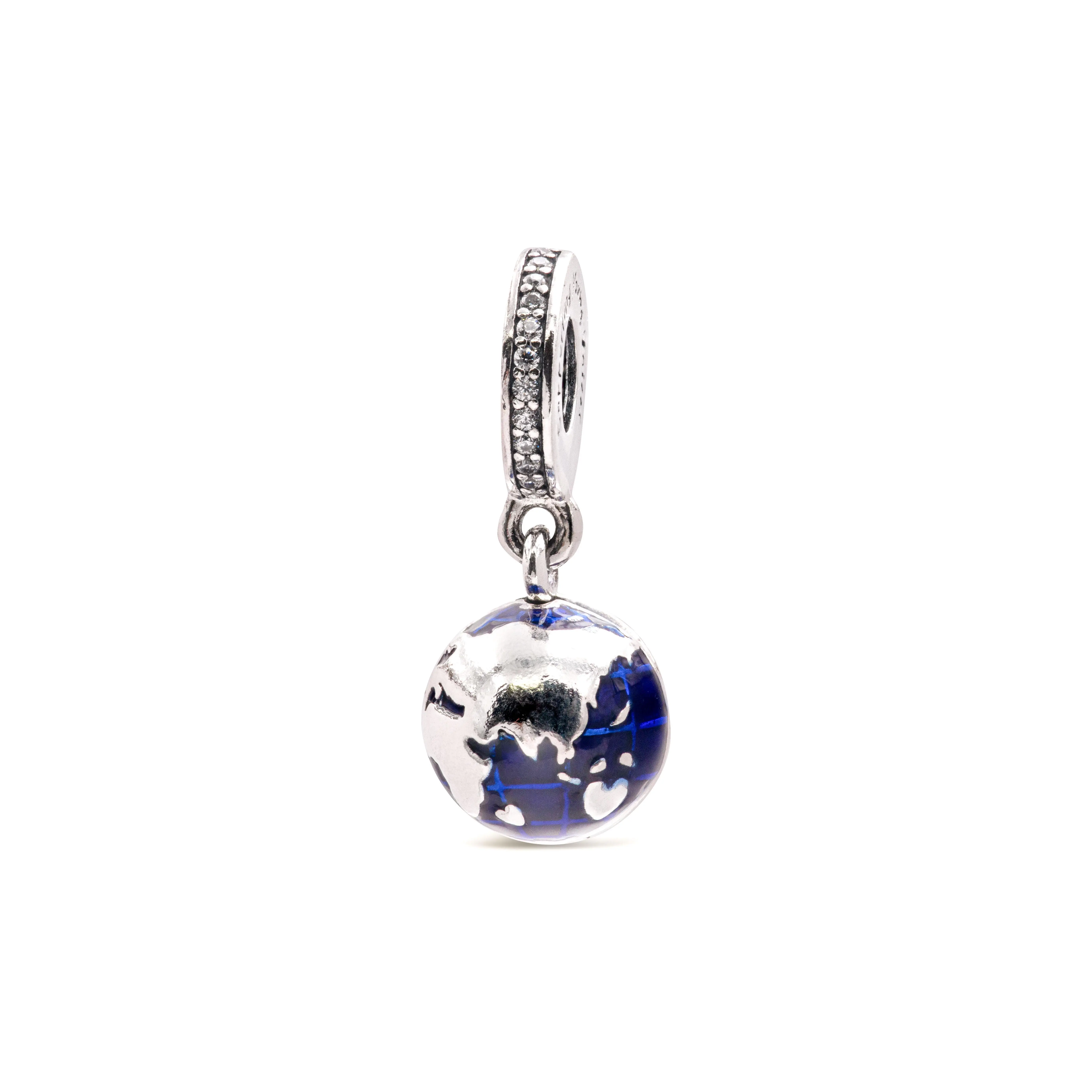 PANDORA Our Blue Planet Dangle Charm 798774C01 - Charms & Pendants, Dangling Globe, Unisex Wear for Civic Engagement, Gender Equality Supportive Gift, Personal Empowerment