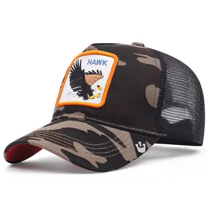 Animal Baseball Cap Cartoon Mesh Embroidery Truck Driver Cap Black Panther Cock Wolf Mesh Cap Lightweight Breathable Dad Hat for Outdoor