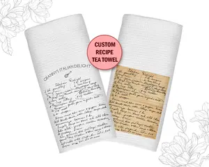 Handwritten Recipe Kitchen Towel, Personalized Family Keepsake Gifts