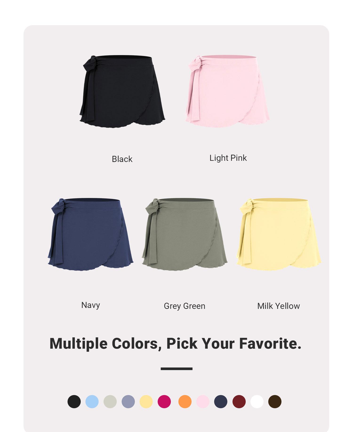 YEOREO Women's Stretchy Lightweight Athletic Sport Skort - Ballet Wrap Tie, Built-in Shorts, Sporty Chic Mini Gym Skirt for Tennis, Summer Workouts, Athletic Sport Skirt tiktokshopbacktoschool