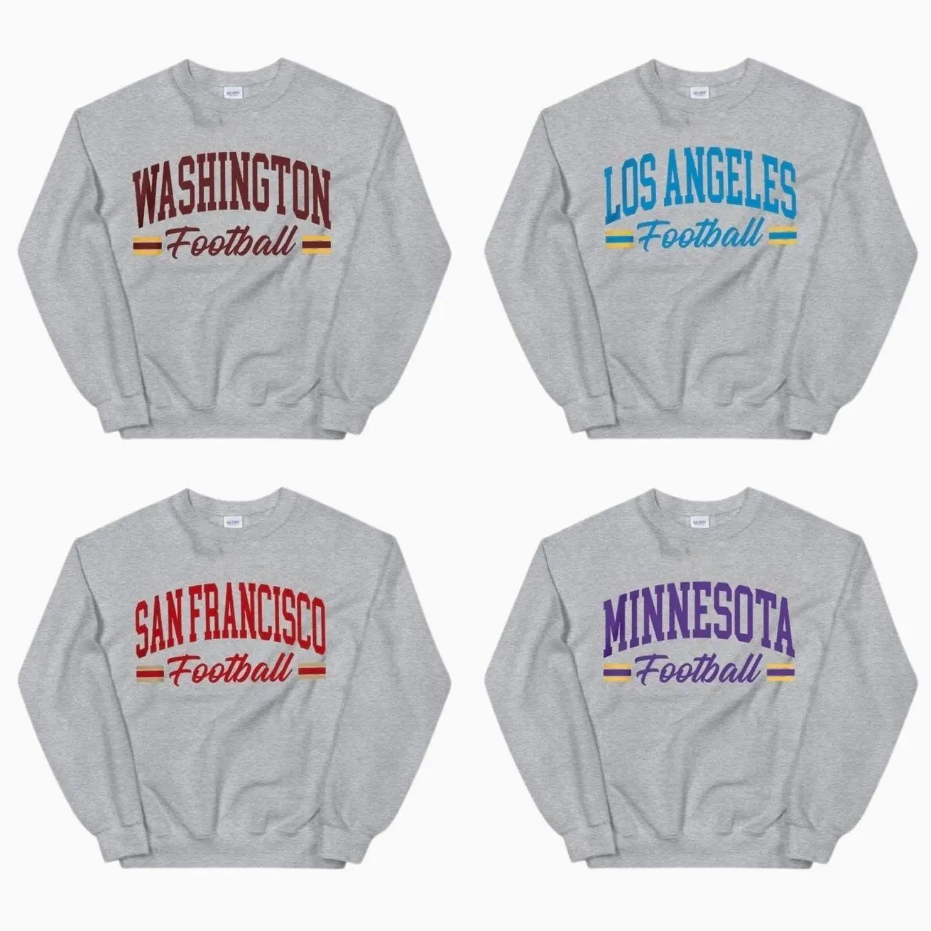 SPORT GREY Vintage Football All Team Crewneck Sweatshirt, Game Day Pullover for Hometown Fans, Throwback Gift