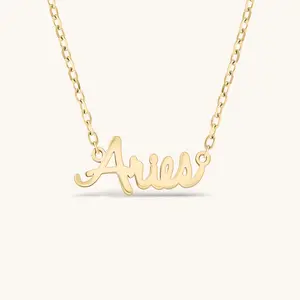Dainty Horoscope Script Nameplate Necklace