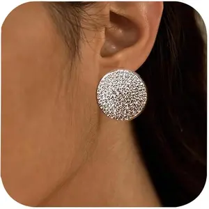 Statement  Stud Earrings for Women Luxury Prom  Rhinestone Earrings for Women Sparkly Aretes Plateados Elegantes Bling Trendy