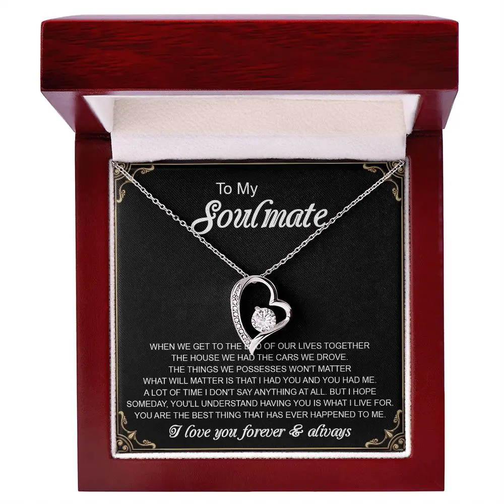 Gift for Soulmate, Gift for Girlfriend, Gift for Wife, Anniversary Meaningful card gift, Personalised white Gold Necklace Gift for Women, Jewelry Message Card, Necklace Gifts For Birthday, Anniversary, Christmas Day, Thanksgiving