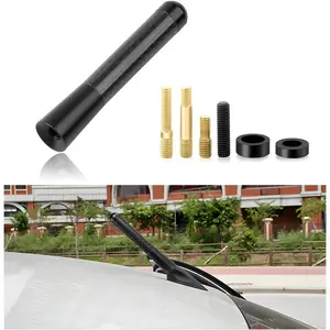 Black 3.11" Short Antenna: Aluminium Alloy Carbon Fiber, Universal for Car Truck SUV, Stereo Radio Signal Receiver car bullet antenna