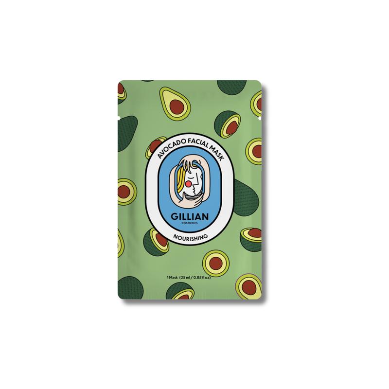 Gillian Cosmetics x elvis+elvin Avocado Nourishing Sheet Mask (25ml) - Hydrating Adult Face Mask for Dry Skin, Skin Repair, Instant & Lasting Moisture, Radiant Complexion, Hydrate