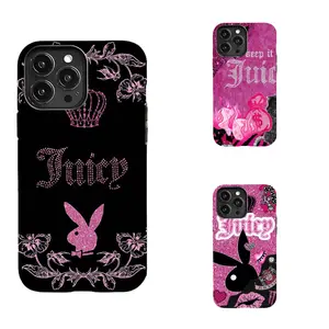 Juicy-couture and rabbit/leopard print phone cases, compatible with iPhone 17/16/15/14/13/12/11 and Samsung Galaxy S21-S25, made of skin-friendly materials.