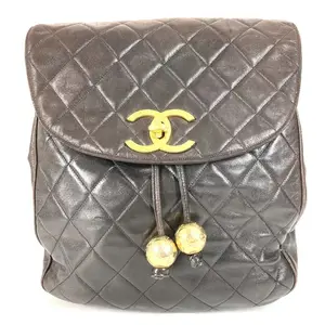 Pre-owned CHANEL Leather Travel Bags Vintage CC Flap Backpack Quilted Lambskin Medium by Rebag
