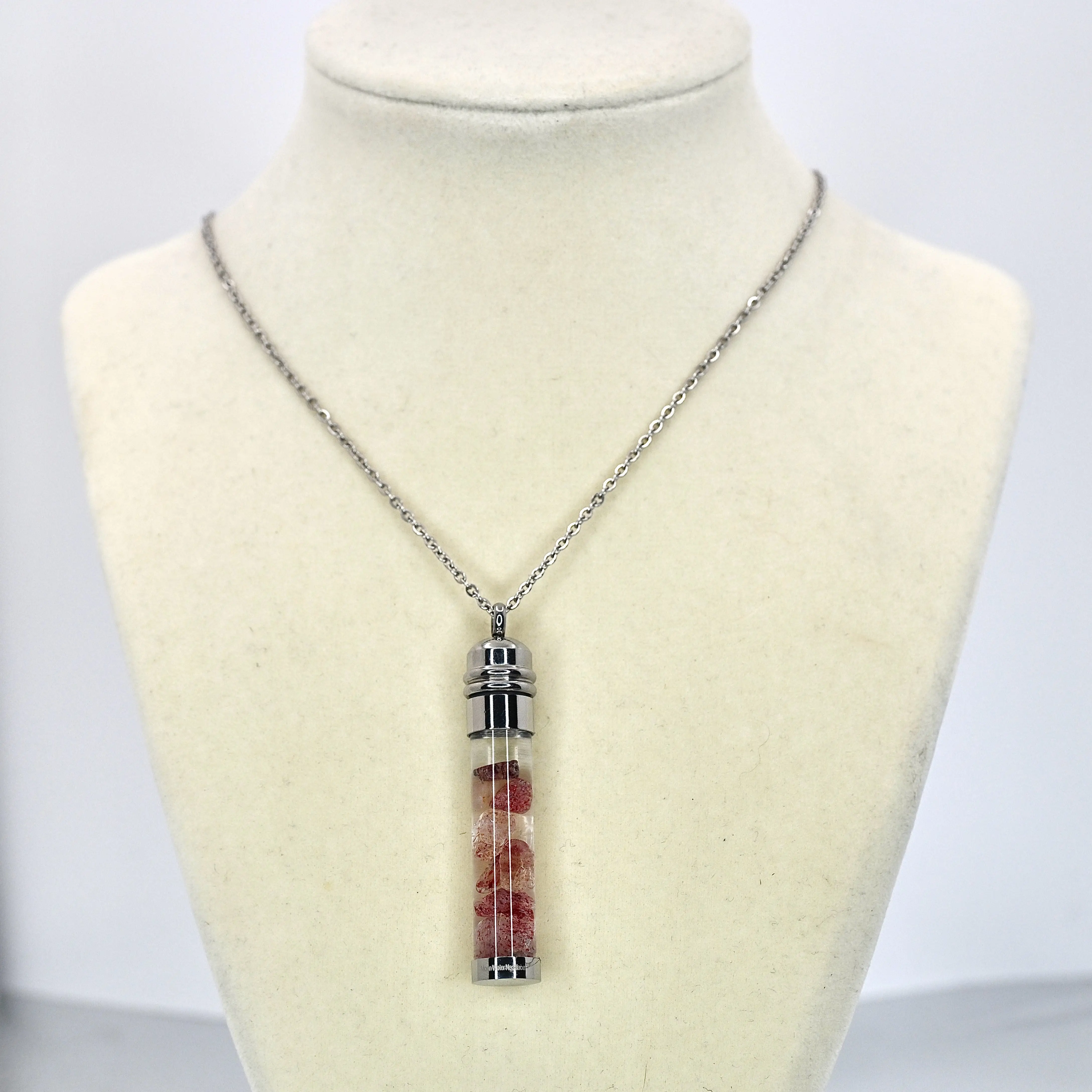 Strawberry Quartz Moon Water Necklace