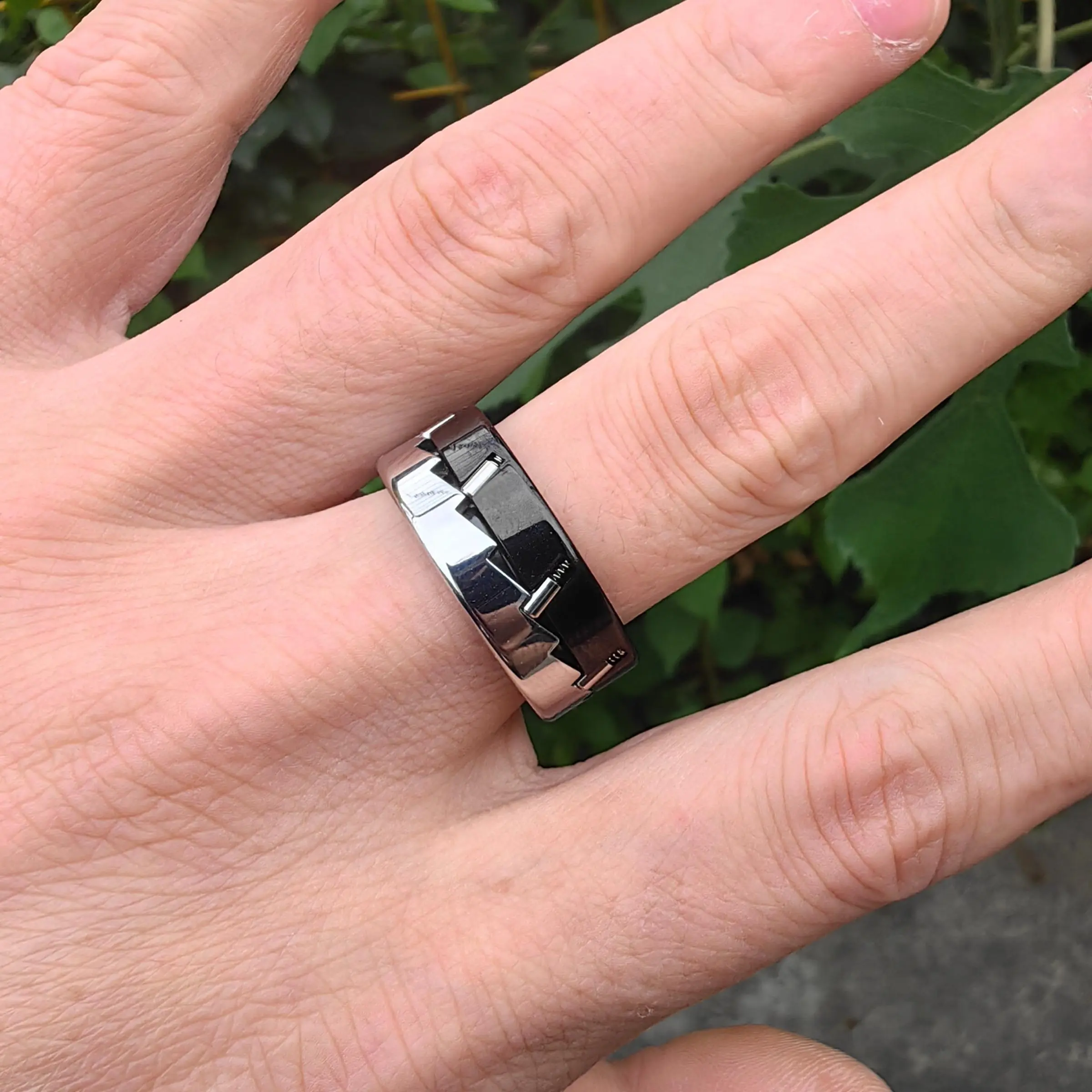 Fidget Slider Ring, 1 Piece Stress Relief Colorblock Rotating Ring, Fashion Accessory for Men & Women, Casual Fidget Rings, Haptic Toy, Stainless Steel Ring, Fidget Rings For Anxiety