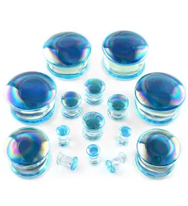 Blue Oil Splash Glass Plugs