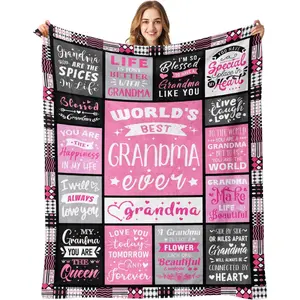Birthday gift for grandma - The best grandma in the world - Mother's Day, Christmas, birthday gift - Grandma rescue blanket - Grandma blanket 50 x 60 inches (approx.127.0 x 152.4 cm